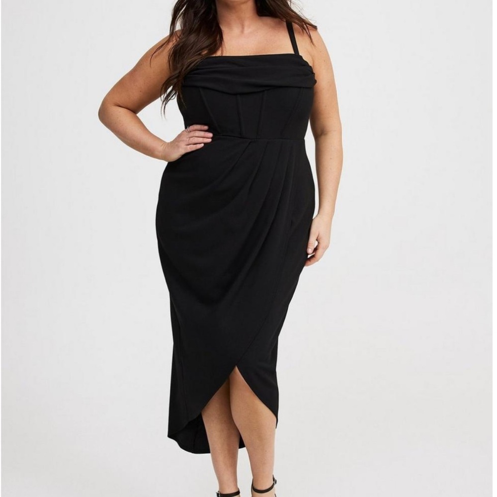 Torrid Midi Crepe Bustier Tulip Dress